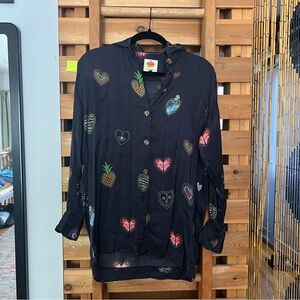 RARE Farm Rio Dark Hearts Oversized Shirt